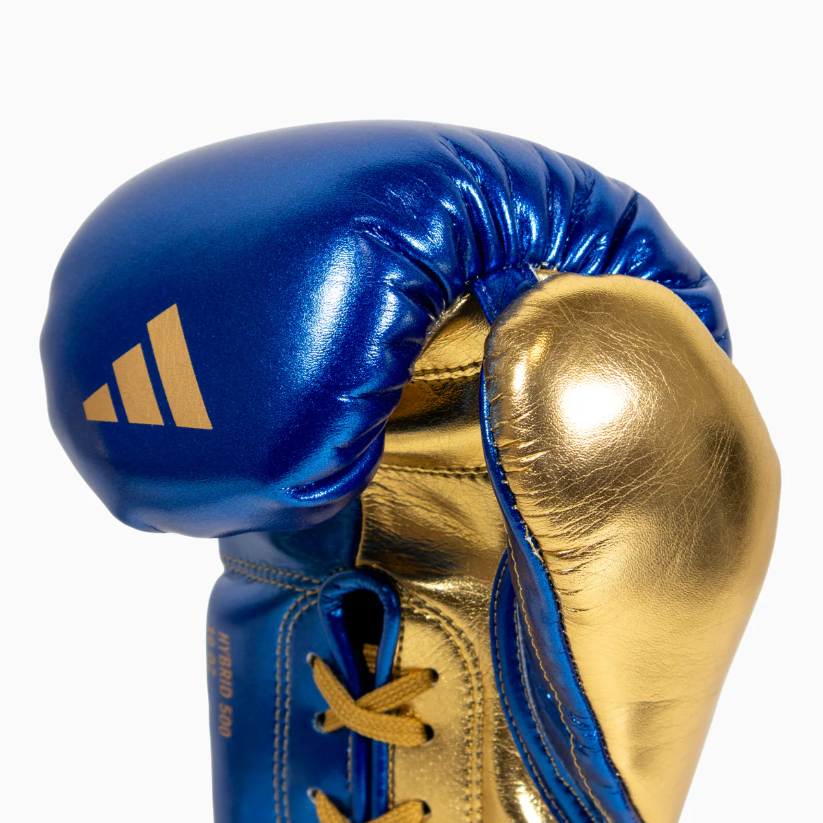 Boxing gloves Adidas Hybrid 500 Pro with Laces Blue-gold - Image 7
