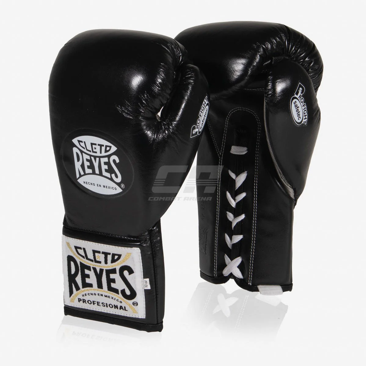 Boxing gloves Cleto Reyes Safetec CB4 Black-silver with laces 