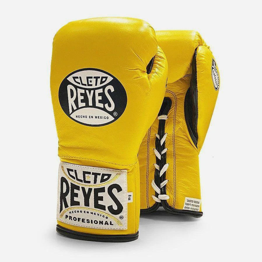 Boxing gloves Cleto Reyes Safetec CB4 Yellow with laces 