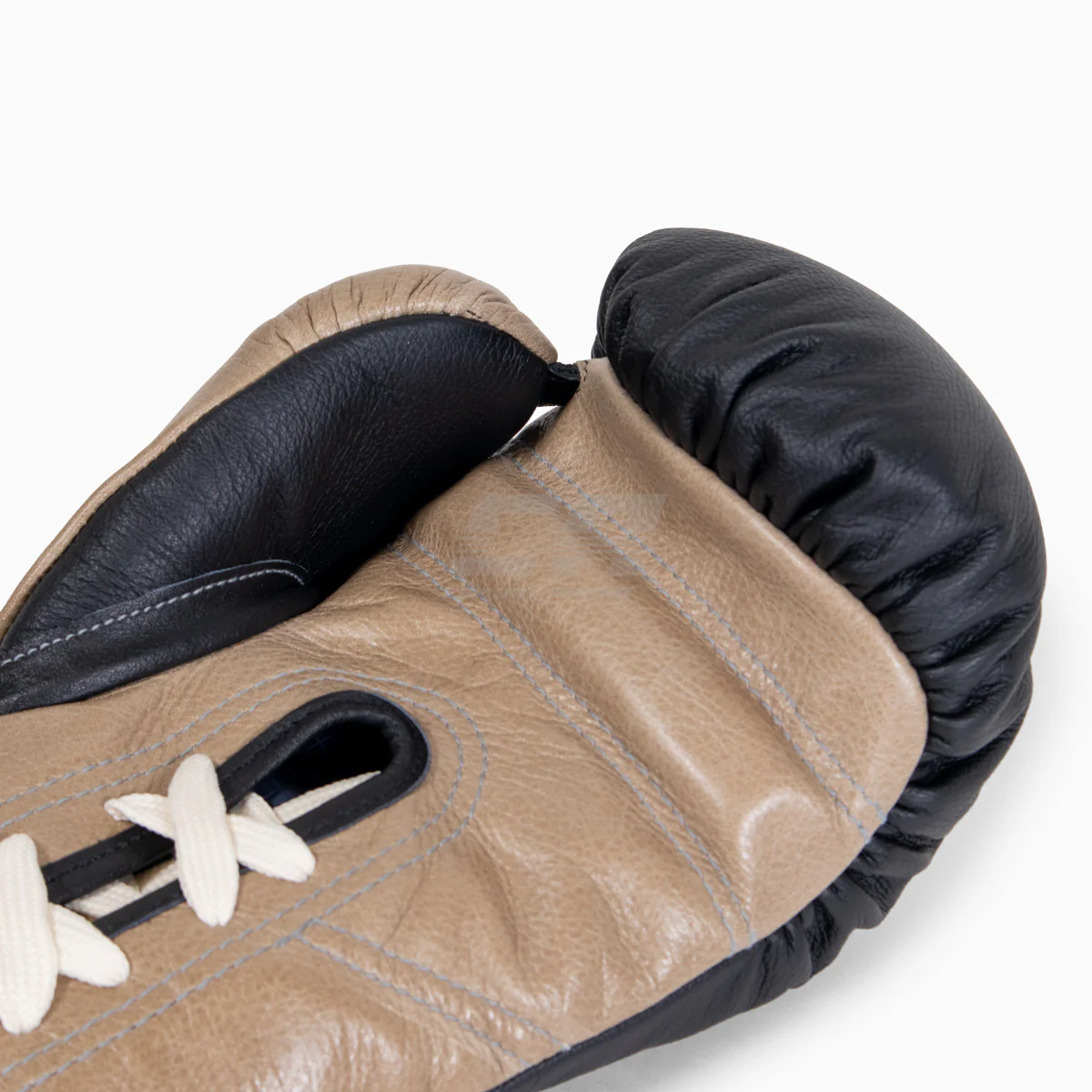 Boxing gloves Di Nardo with laces Black-Beige 12 oz - Image 8