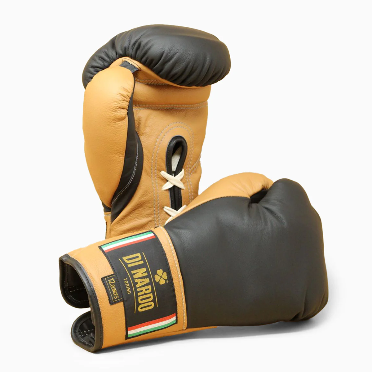 Boxing gloves Di Nardo with laces 12 Oz Black-ochre 