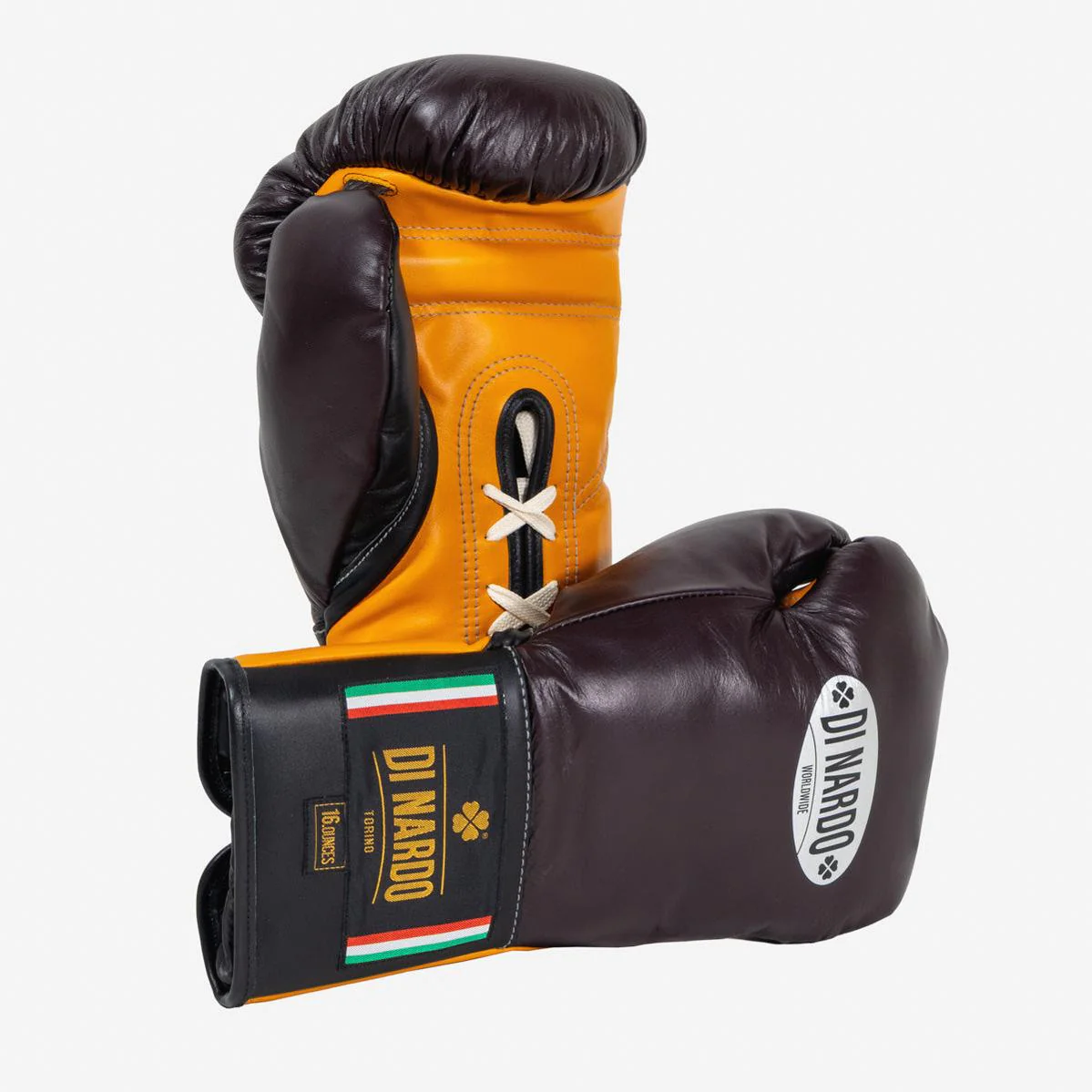 Boxing gloves Di Nardo with Laces 16 Oz Burgundy-yellow 