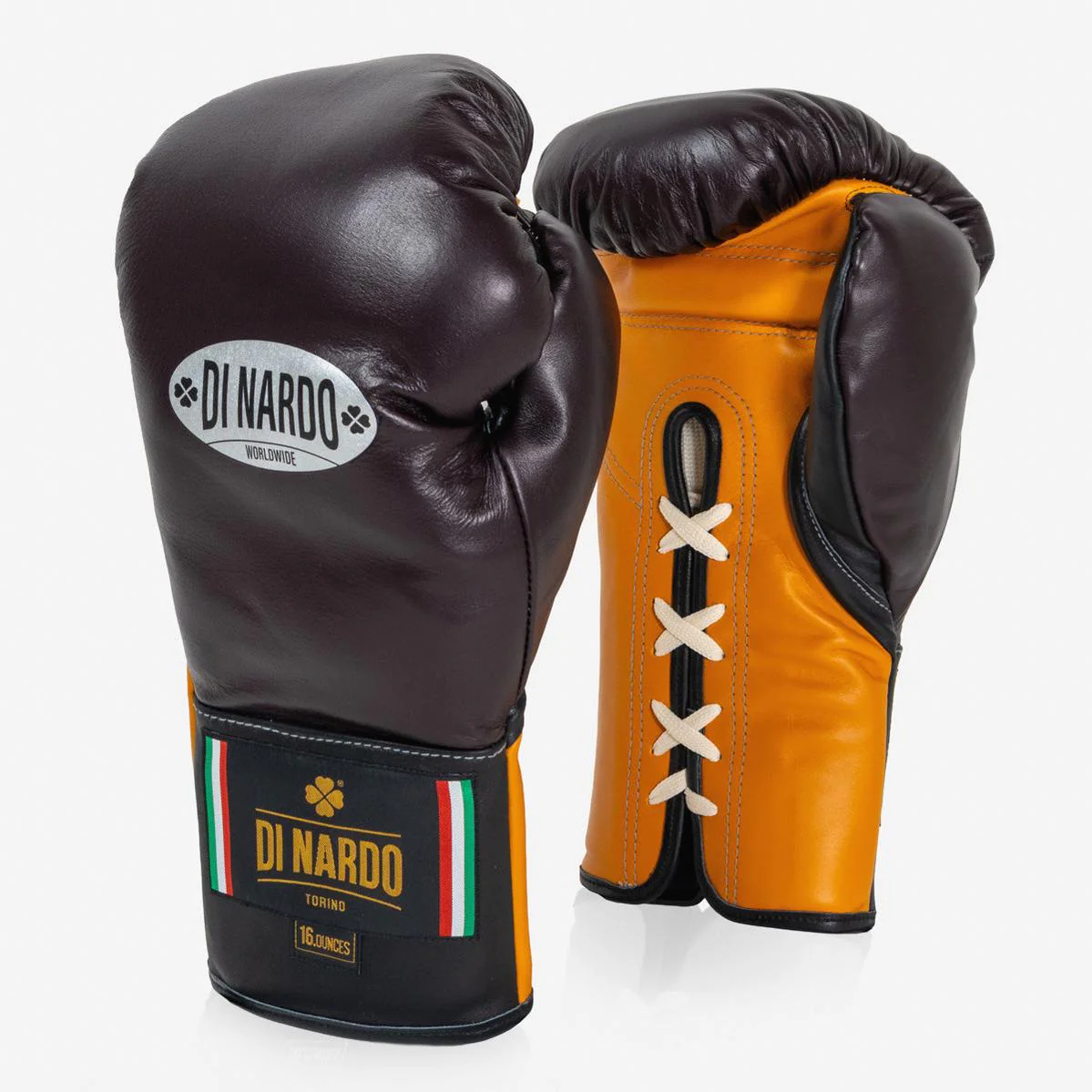 Boxing gloves Di Nardo with Laces 16 Oz Burgundy-yellow  - Image 2
