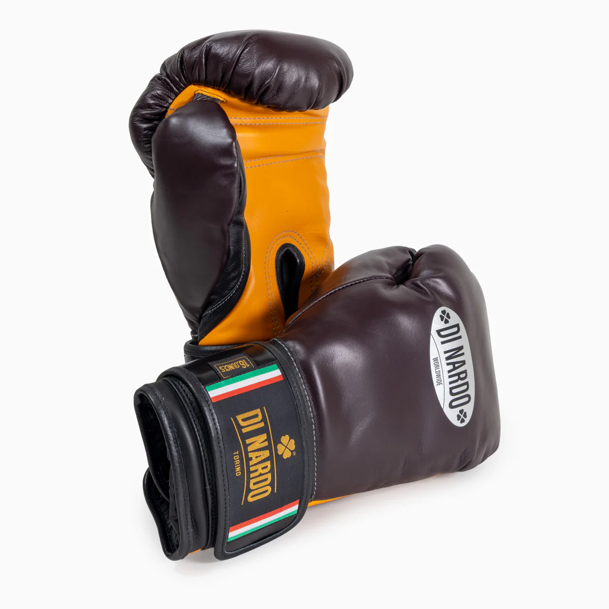 Boxing gloves Di Nardo with Velcro 16 Oz Burgundy-yellow 
