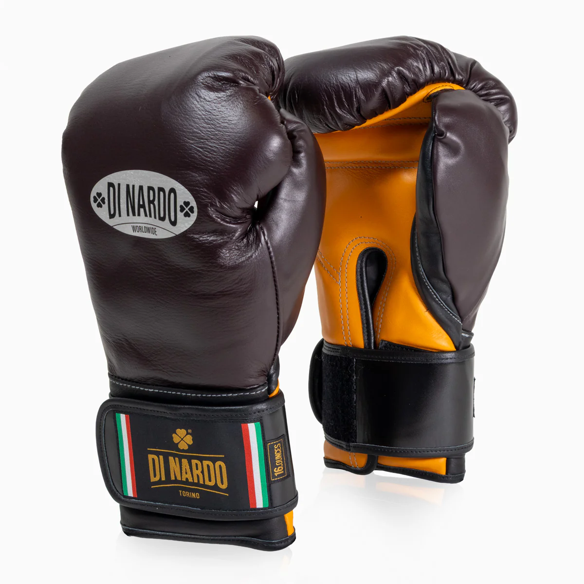 Boxing gloves Di Nardo with Velcro 16 Oz Burgundy-yellow  - Image 2