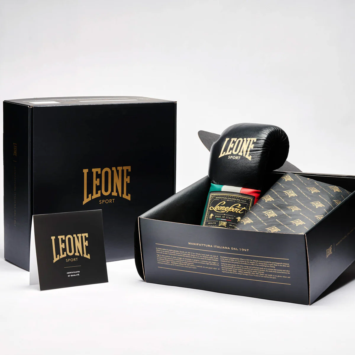 Boxing gloves Leone Orlando Tricolore with black laces  - Image 14