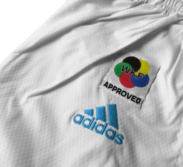Karategi Adidas Kumite Adilight Primegreen WKF Blue Stripes - Image 5