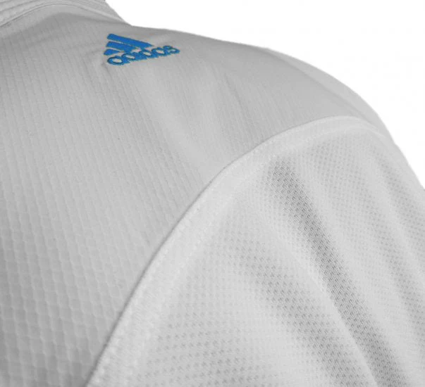 Karategi Adidas Kumite Adilight Primegreen WKF Blue Stripes - Image 6