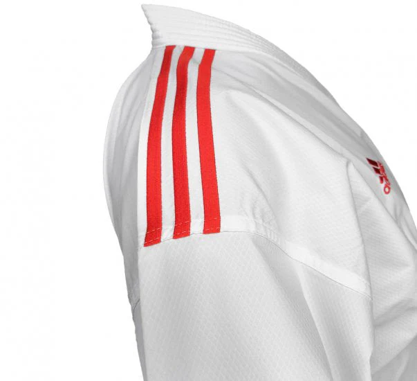 Karategi Adidas Kumite Adilight Primegreen WKF Red Stripes - Image 3