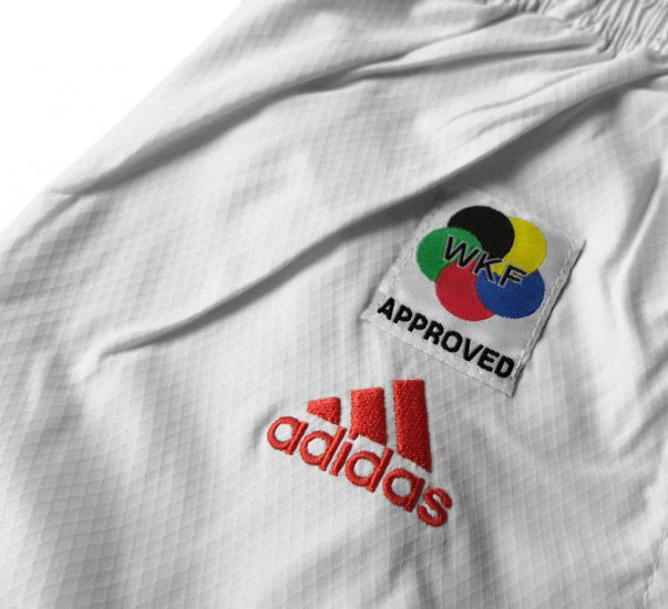 Karategi Adidas Kumite Adilight Primegreen WKF Red Stripes - Image 4