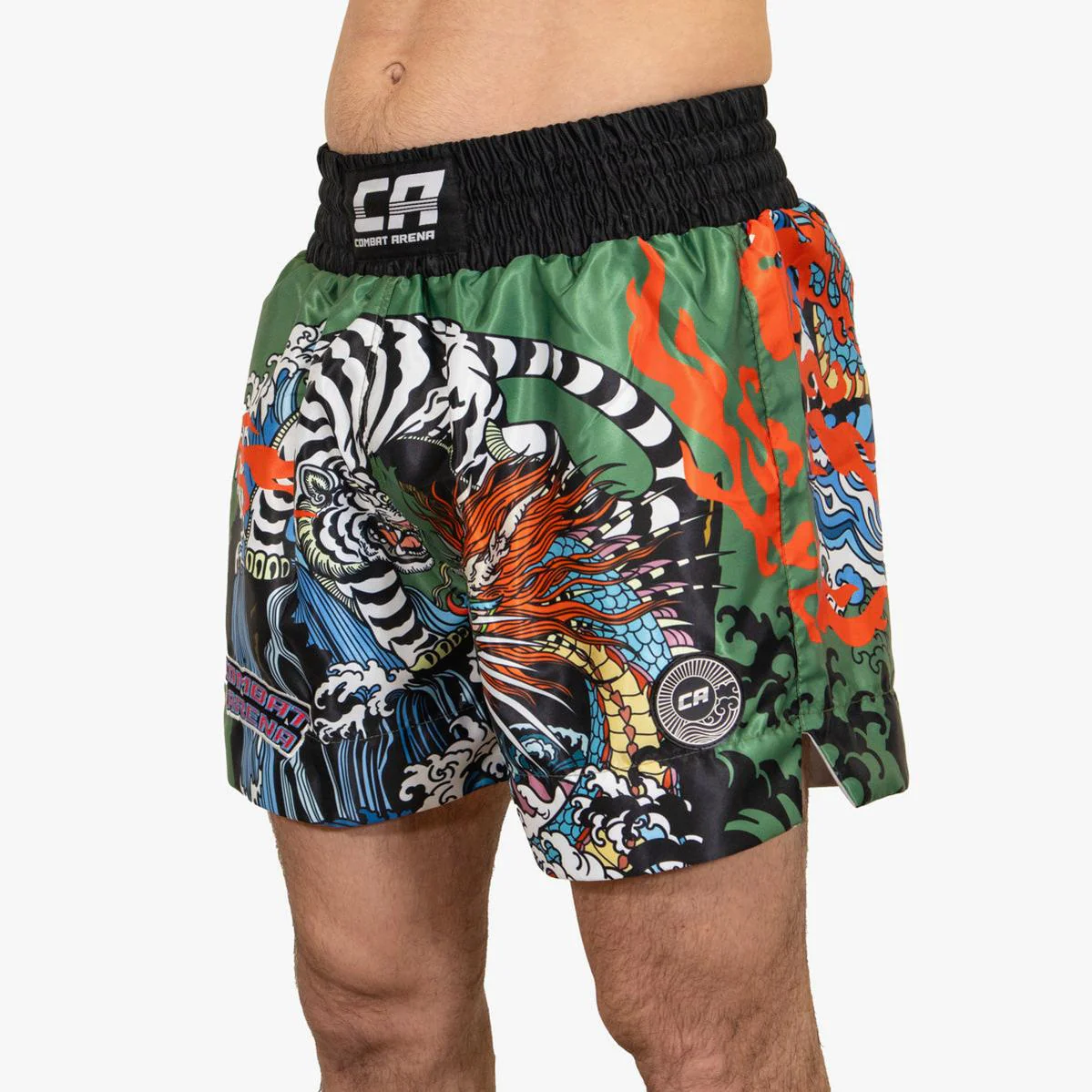 Kick-thai shorts Combat Arena Yin Yang Battle Green 