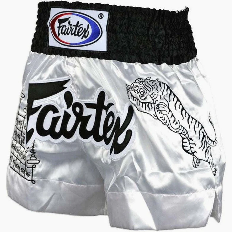 Kick-thai shorts Fairtex BS0637 White Thai Talisman - Image 3