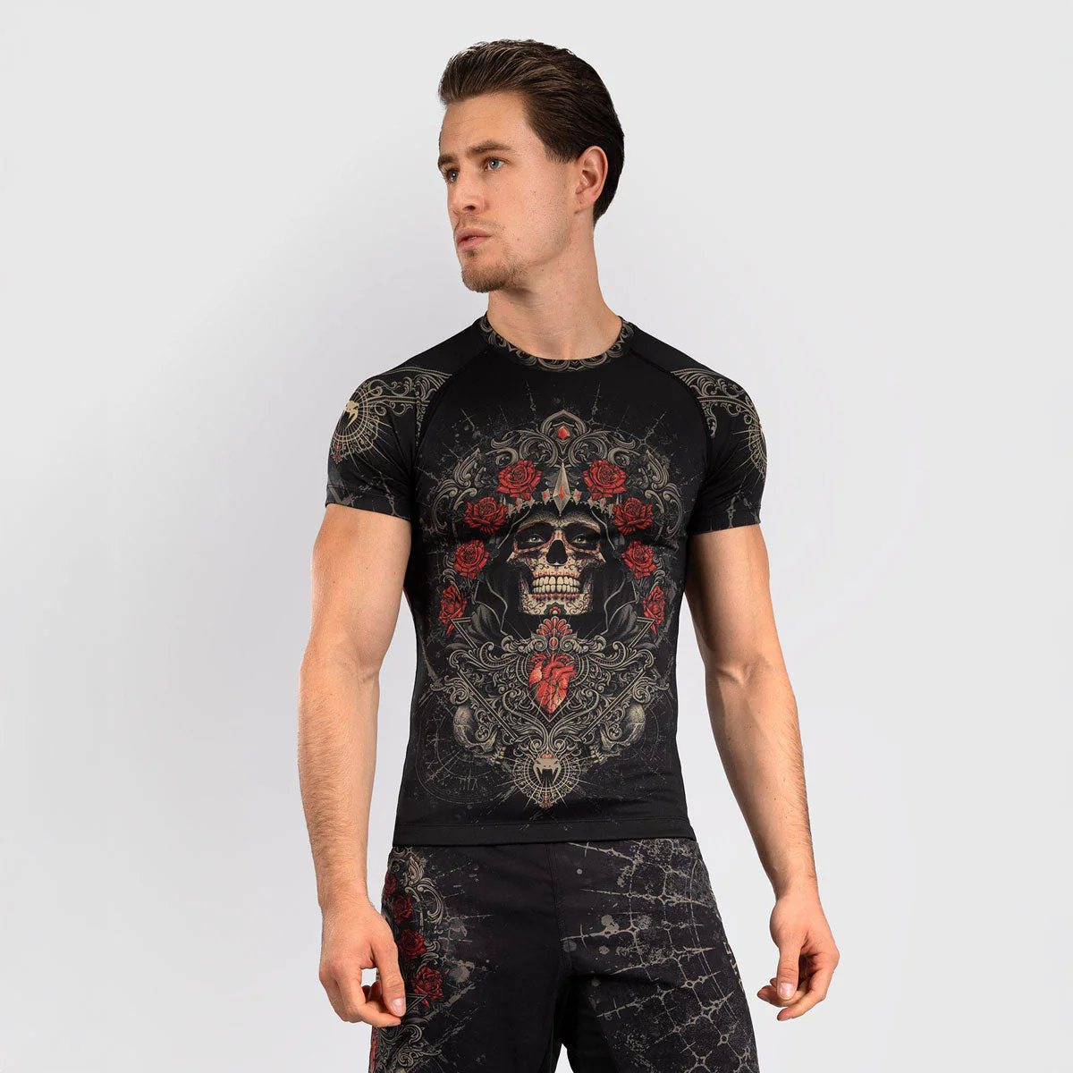 Rashguard Venum Santa Muerte 5.0 short sleeves Black-Gold 