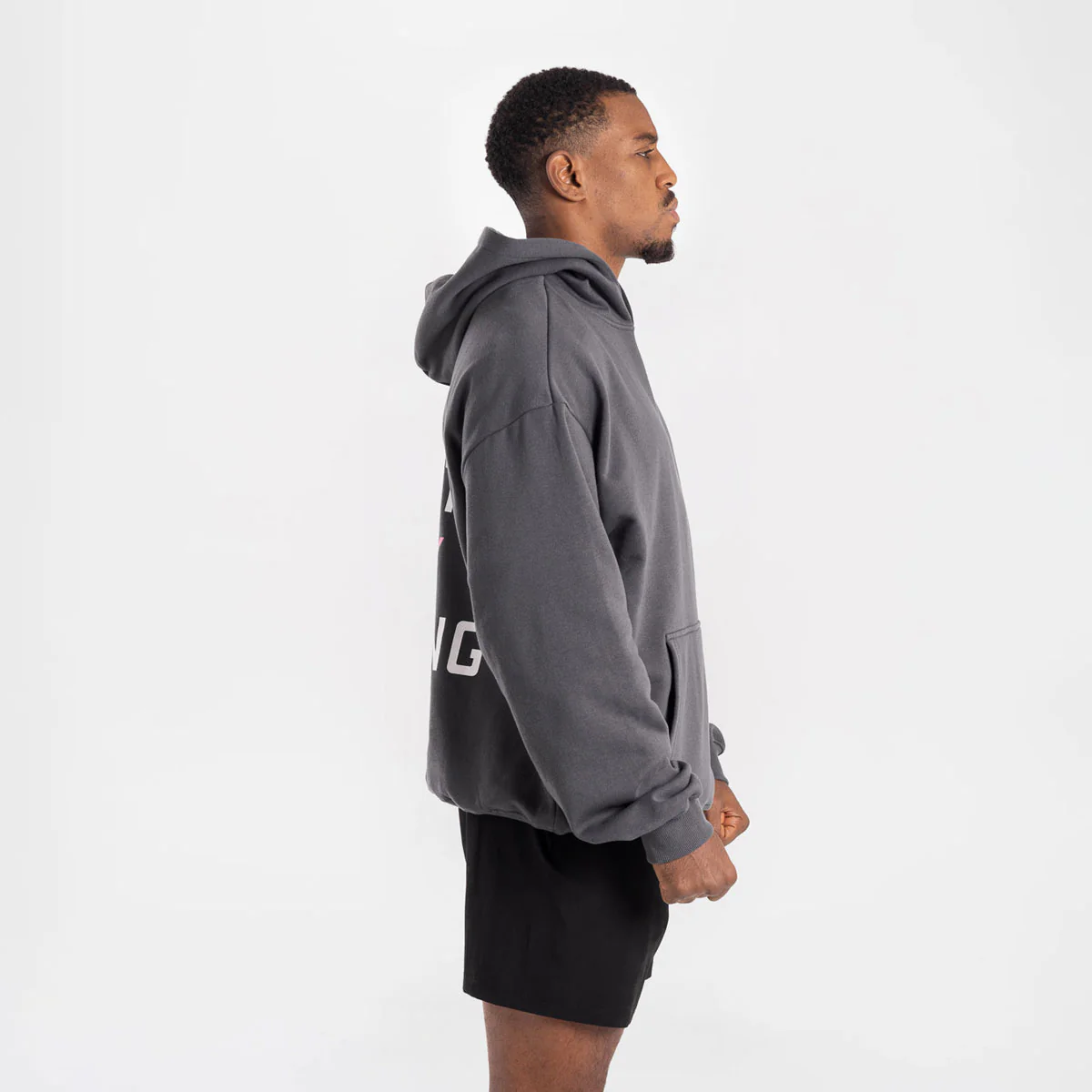 Sweatshirt Boxraw We Don't Play Boxing oversize with hood Gray-pink  - Image 3