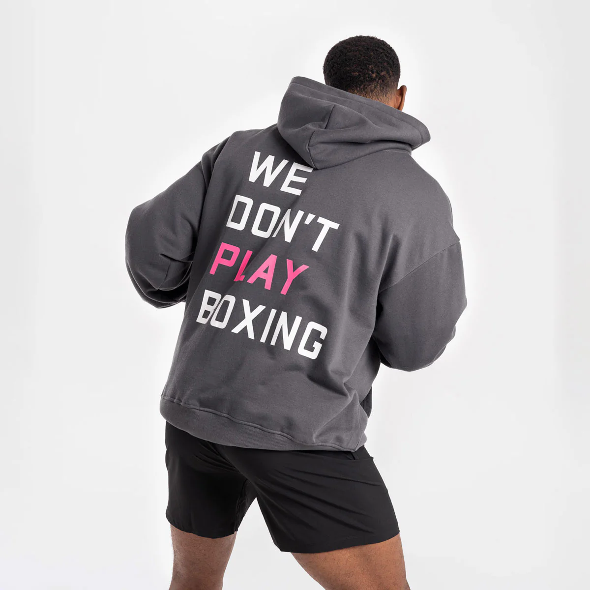 Sweatshirt Boxraw We Don't Play Boxing oversize with hood Gray-pink  - Image 4