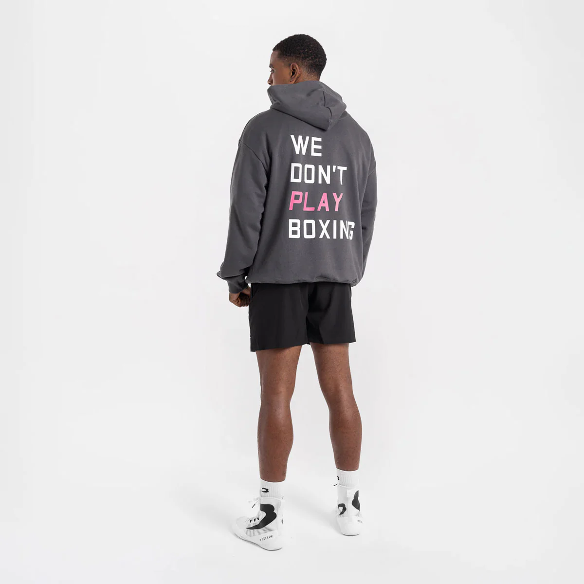 Sweatshirt Boxraw We Don't Play Boxing oversize with hood Gray-pink  - Image 6