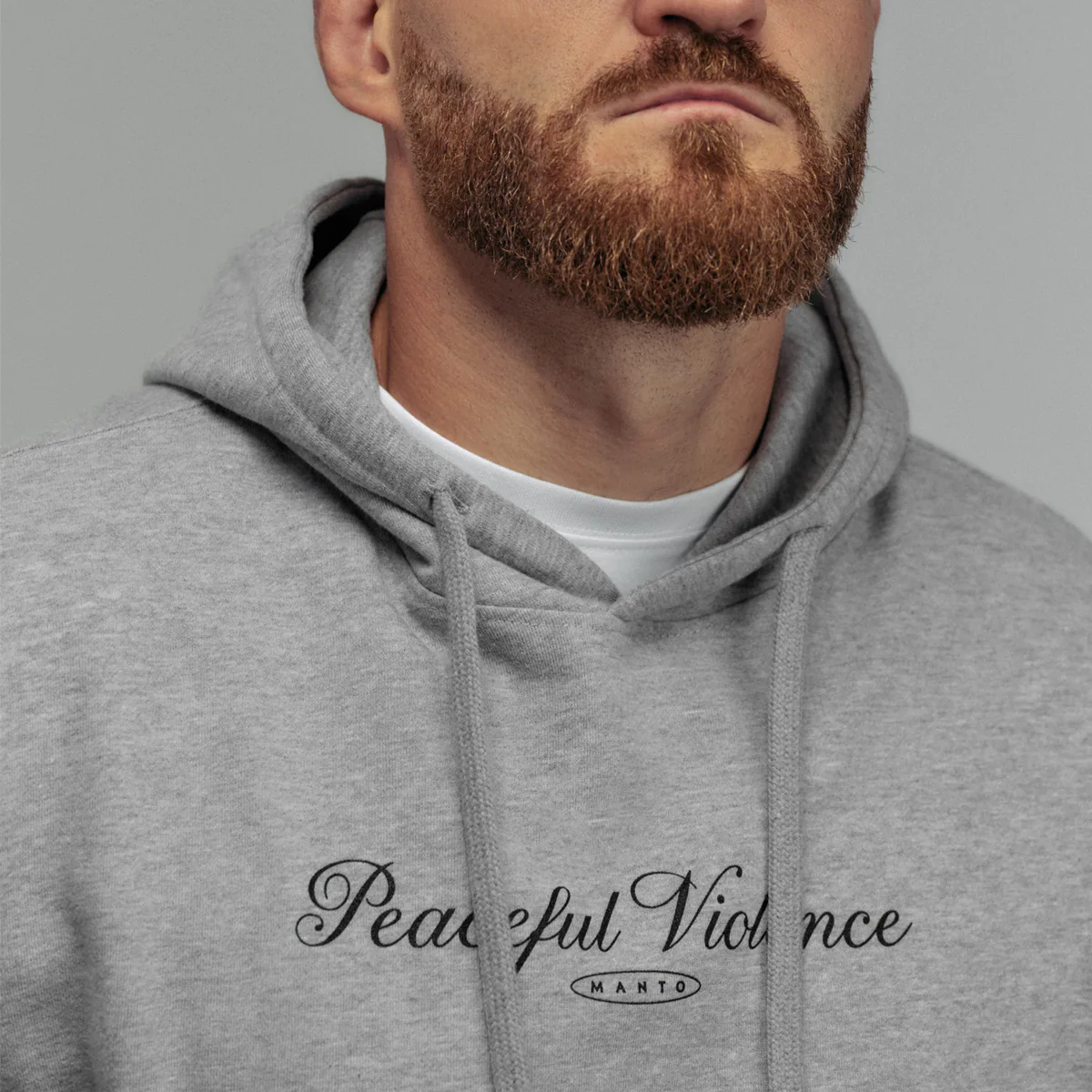 Sweatshirt Manto Peaceful Violence with hood Gray - Image 3