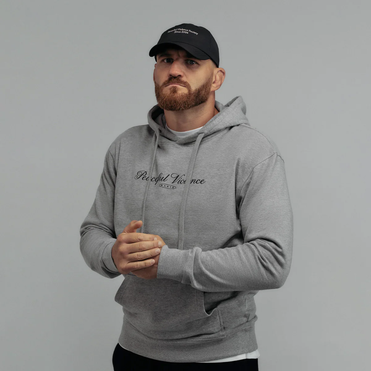Sweatshirt Manto Peaceful Violence with hood Gray - Image 5