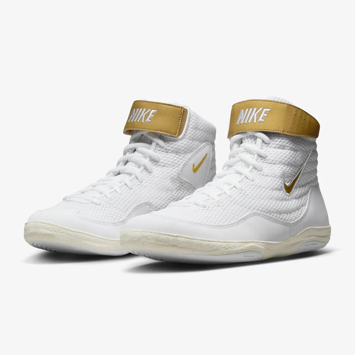 Wrestling shoes-Wrestling Nike Inflict 3 White-Gold 